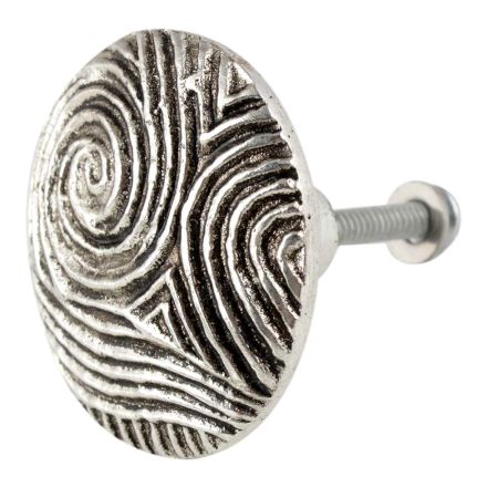 Round Wave Shape Antique Silver Aluminium Cabinet Knob